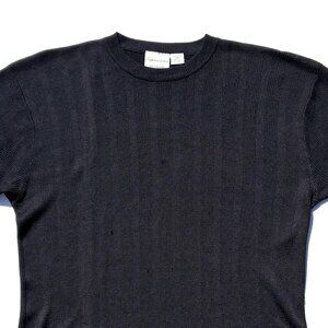VTG Men’s Cypress Grove Knitwear 100% Silk Tee 3-Qtr Sleeve Black XXL